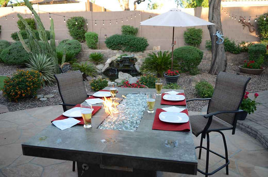 Entertainer Outdoor Bar Fire Pit Table – 6 Ft with Fire Glass (LP/NG Compatible)