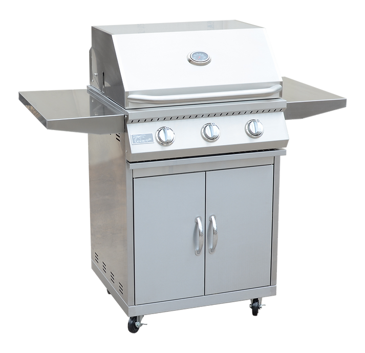 KoKoMo Classic 26” 3-Burner BBQ Grill + Stainless Steel Cart – Freestanding