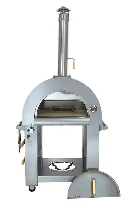 KoKoMo 32” Dual Fuel Gas or Wood-Fired Stainless Steel Outdoor Pizza Oven - Patio Elegance
