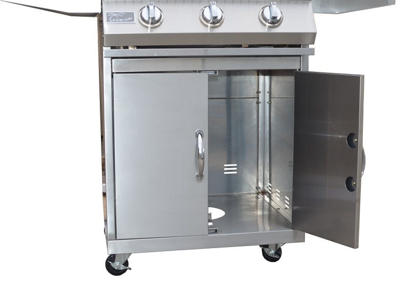 KoKoMo Classic 26” 3-Burner BBQ Grill + Stainless Steel Cart – Freestanding