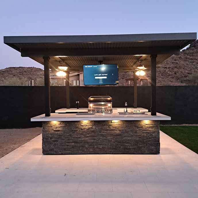 KoKoMo Big Island Sports Bar Outdoor Kitchen BBQ Island with Dual TVs