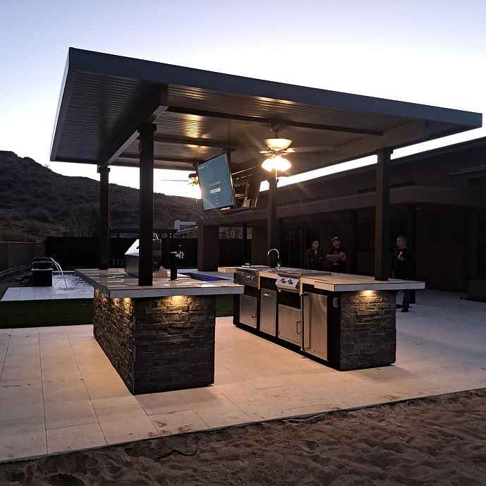KoKoMo Big Island Sports Bar Outdoor Kitchen BBQ Island with Dual TVs