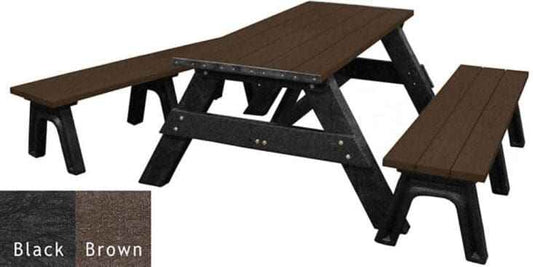 Deluxe 6' Recycled Plastic Picnic Table with Detached Benches