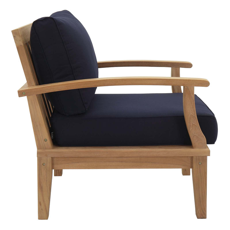 Patio Elegance Marina 10-Piece Outdoor Patio Teak Set – Navy Cushions