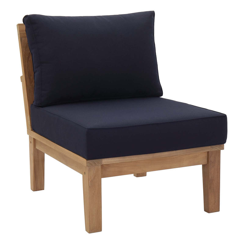 Patio Elegance Marina 10-Piece Outdoor Patio Teak Set – Navy Cushions