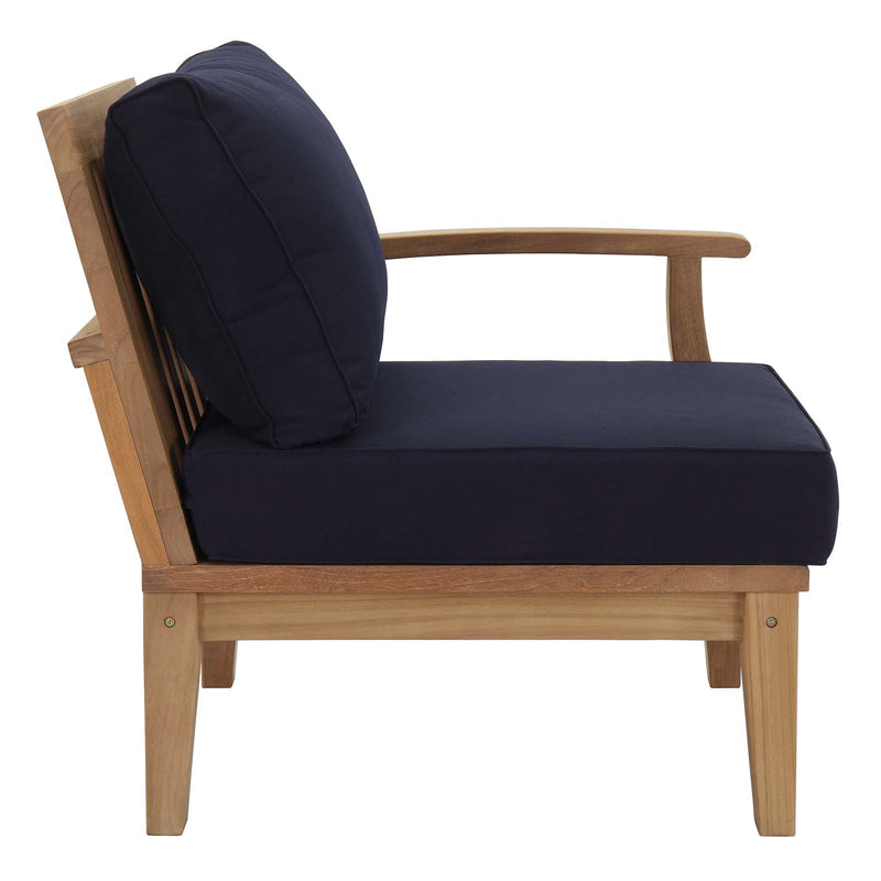 Patio Elegance Marina 10-Piece Outdoor Patio Teak Set – Navy Cushions