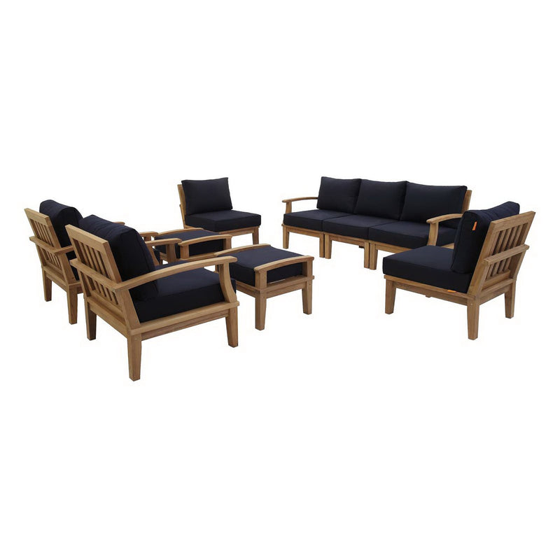 Patio Elegance Marina 9-Piece Teak Outdoor Lounge Set by Modway