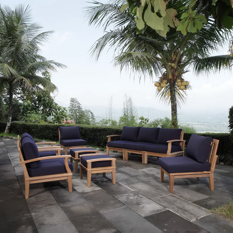Patio Elegance Marina 9-Piece Teak Outdoor Lounge Set by Modway