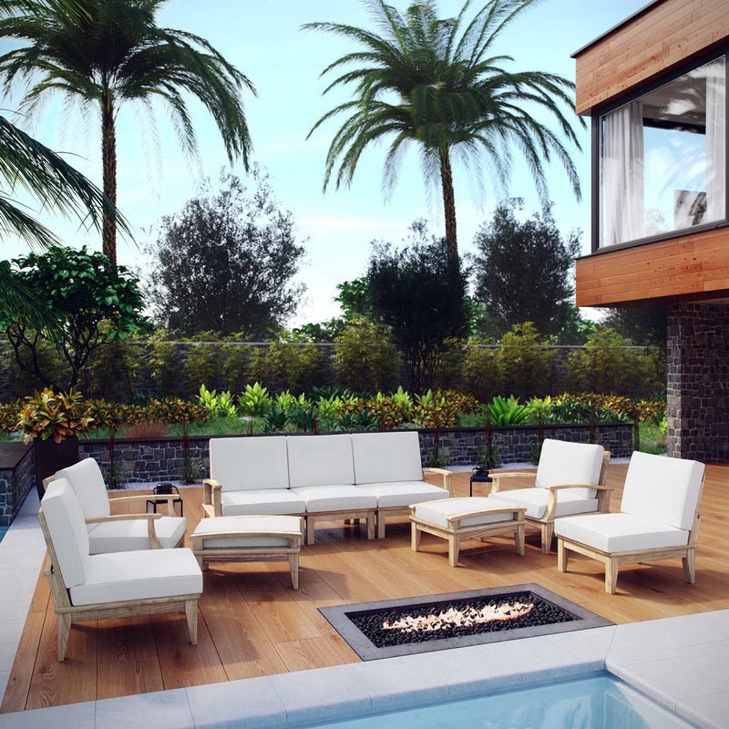 Patio Elegance Marina 9-Piece Teak Outdoor Lounge Set by Modway