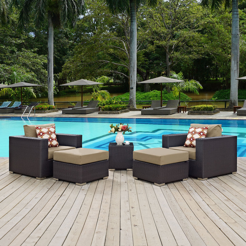 Modway Convene 5-Piece Outdoor Patio Sectional Set