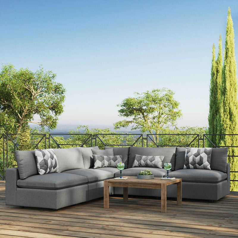 Patio Elegance Commix 5-Piece Outdoor Sectional Sofa Set by Modway