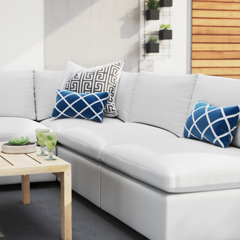 Commix 5-Piece Outdoor Sectional Sofa – Sunbrella® White Collection Exclusively at Patio Elegance