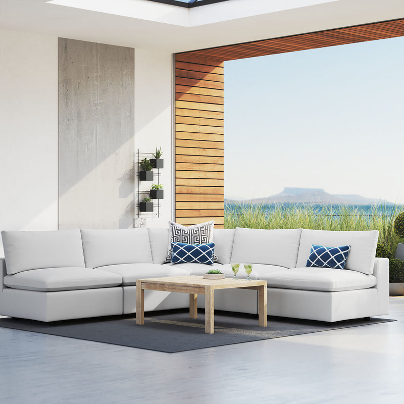 Commix 5-Piece Outdoor Sectional Sofa – Sunbrella® White Collection Exclusively at Patio Elegance