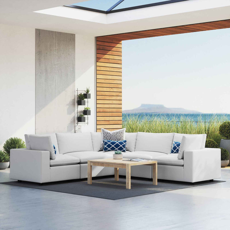 Commix 5-Piece Outdoor Patio Sectional Sofa – White (Sunbrella® Edition) by Patio Elegance