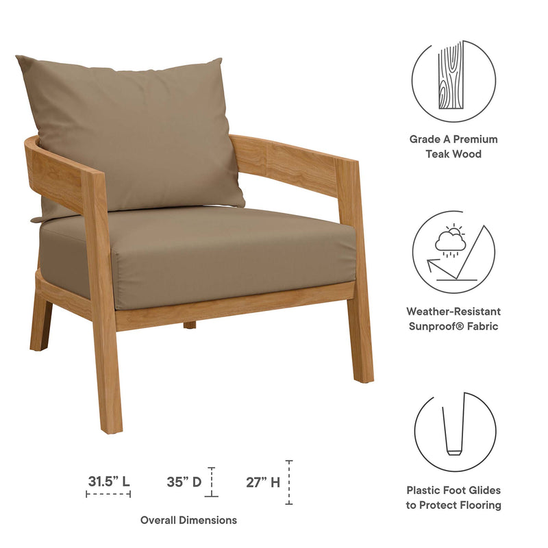 Brisbane 3-Piece Teak Outdoor Patio Set – Modway