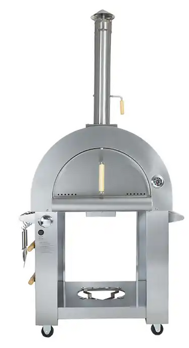 KoKoMo 32” Dual Fuel Gas or Wood-Fired Stainless Steel Outdoor Pizza Oven - Patio Elegance