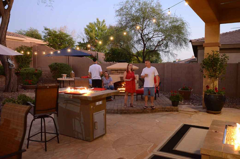 Entertainer Outdoor Bar Fire Pit Table – 6 Ft with Fire Glass (LP/NG Compatible)