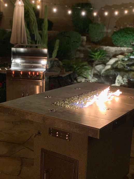 Entertainer Outdoor Bar Fire Pit Table – 6 Ft with Fire Glass (LP/NG Compatible)