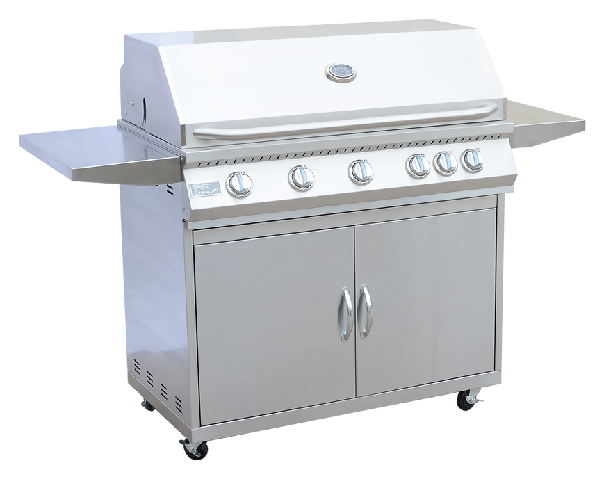 KoKoMo Classic 40” 5-Burner Freestanding BBQ Grill with Cart – 304 Stainless Steel