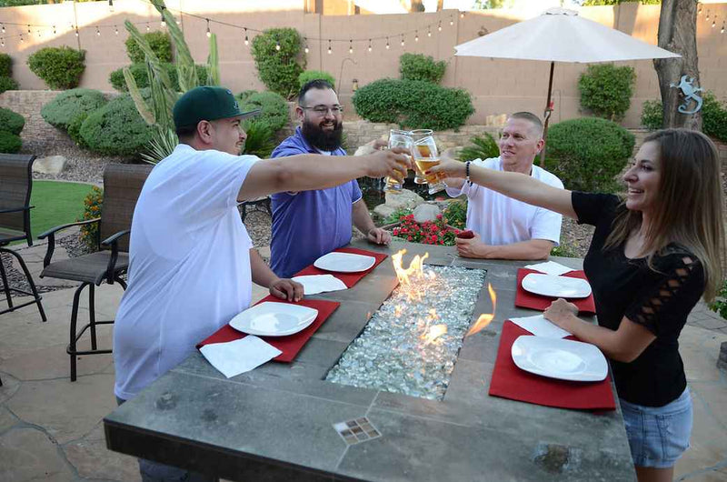 Entertainer Outdoor Bar Fire Pit Table – 6 Ft with Fire Glass (LP/NG Compatible)