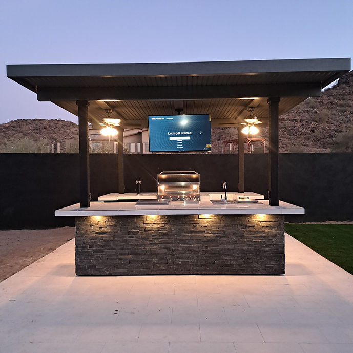 KoKoMo Big Island Sports Bar Outdoor Kitchen BBQ Island with Dual TVs