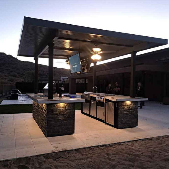 KoKoMo Big Island Sports Bar Outdoor Kitchen BBQ Island with Dual TVs