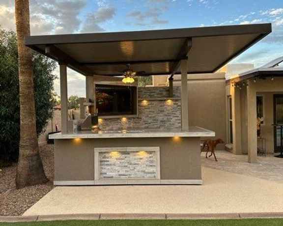 KoKoMo Bermuda Outdoor Kitchen BBQ Island with Built-In TV, Fire Pit & Bar – The Ultimate Backyard Entertaining Hub