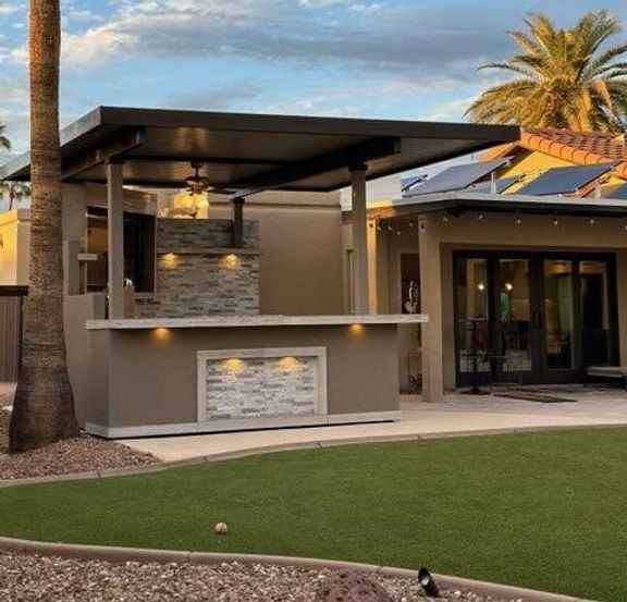 KoKoMo Bermuda Outdoor Kitchen BBQ Island with Built-In TV, Fire Pit & Bar – The Ultimate Backyard Entertaining Hub