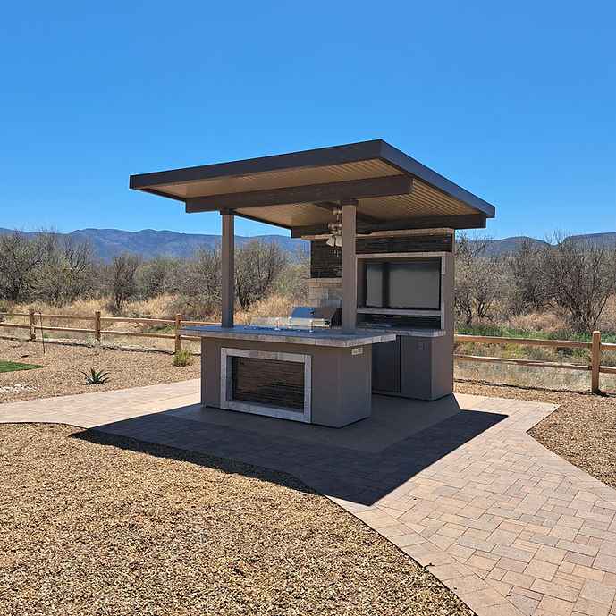 KoKoMo Baja Outdoor Kitchen with 12x12 Patio Cover – Modular BBQ Island with Built-In Grill, Fridge & Bar Seating