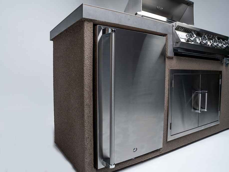 KoKoMo 7' Straight Outdoor Kitchen Island – Built-In 32” Grill + Fridge