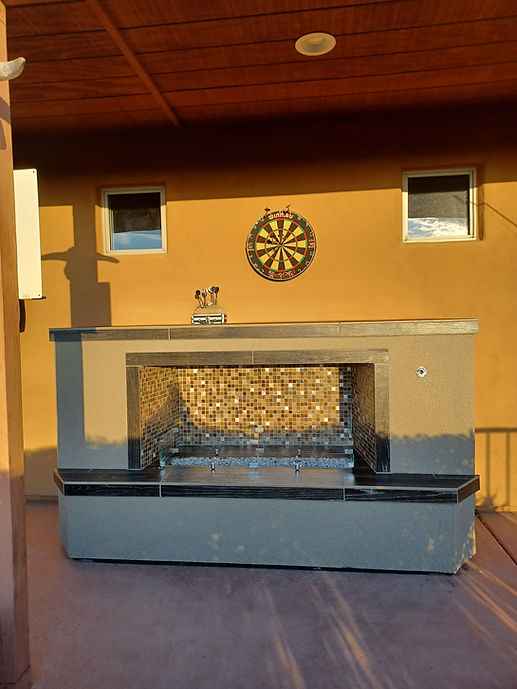 Entertainer Outdoor Fireplace with Clear Fire Glass Burner – 7 Ft (LP/NG/WOOD)
