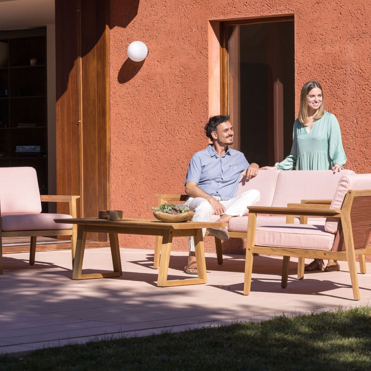 Agate Teak and Rope 4pc Seating Set