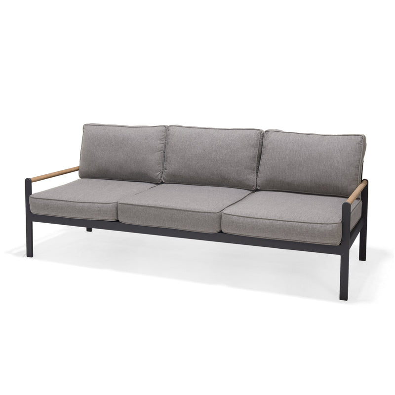 Amber Teak and Aluminum 3-Seater Sofa