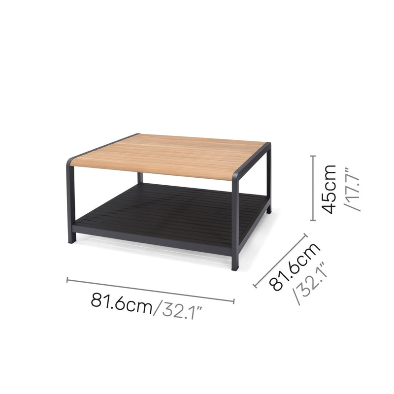 Coffee table with dimensions labeled