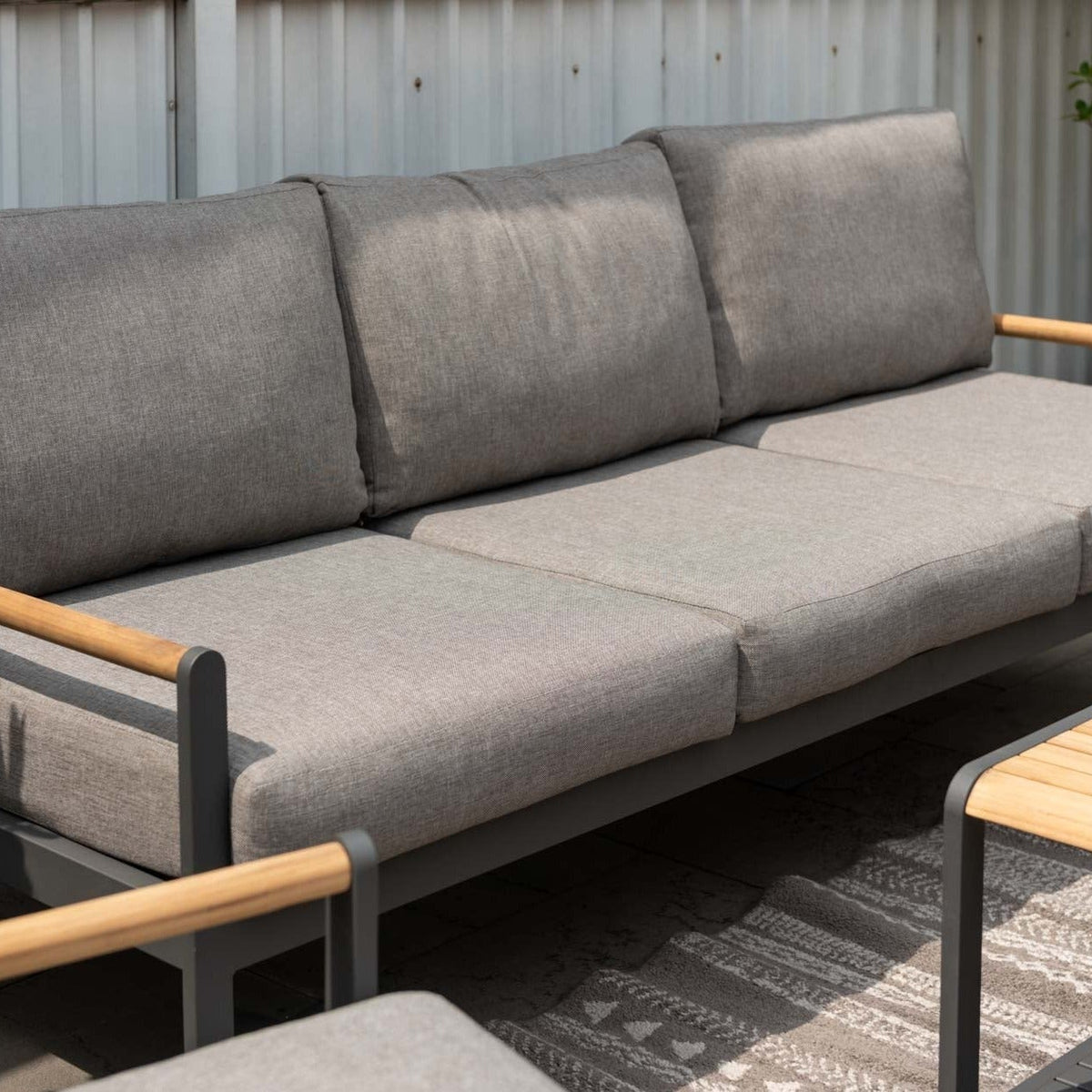 Amber Teak and Aluminum 3-Seater Sofa