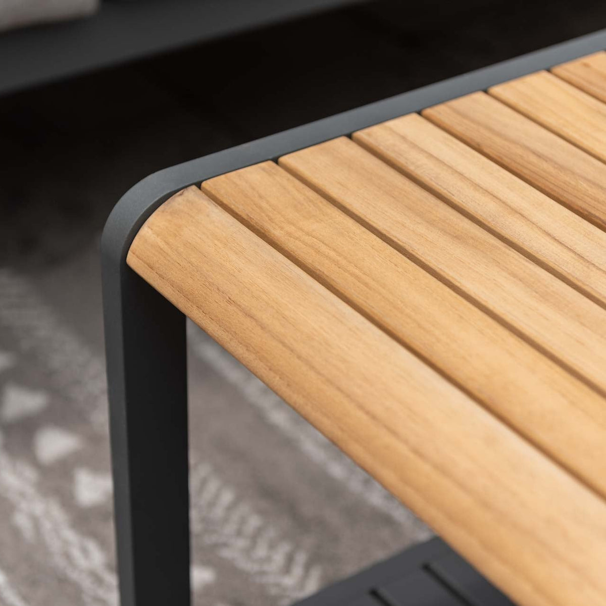 Amber Teak and Aluminum Rectangular Coffee Table