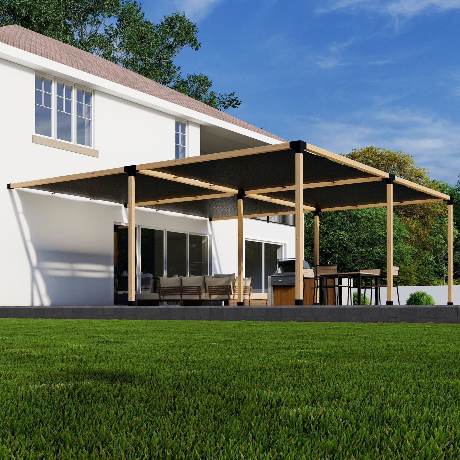 DIY Pergola Kit for an Attached Pergola With Canopies - Any Size Up to 24' x 24'