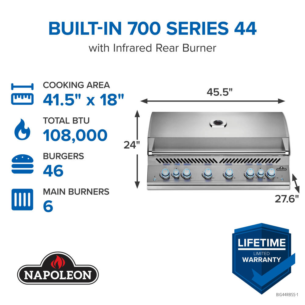 Built-In 700 Series 44 with Dual Infrared Rear Burners