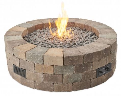 Outdoor Greatroom Bronson Block Round Gas Fire Pit Kit with Direct Spark Ignition - LP