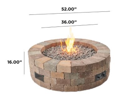 Outdoor Greatroom Bronson Block Round Gas Fire Pit Kit with Direct Spark Ignition - LP