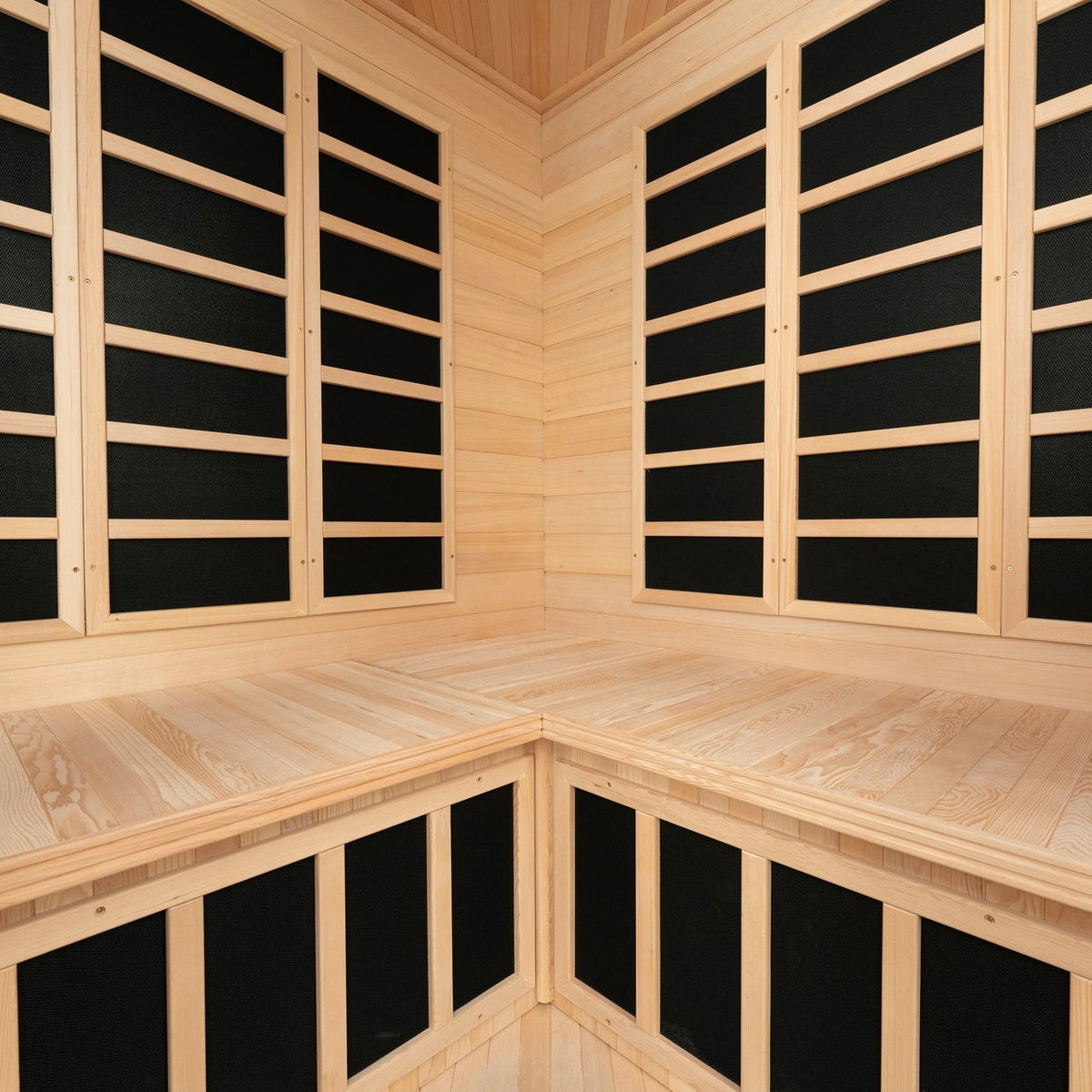Blisspod | Vienna | Corner Spacious Far Infrared Sauna | Canadian Hemlock Wood | Ultra Low EMF | 12 Heaters | 4-5 Persons