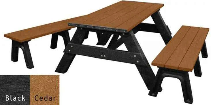 Deluxe 6' Recycled Plastic Picnic Table with Detached Benches