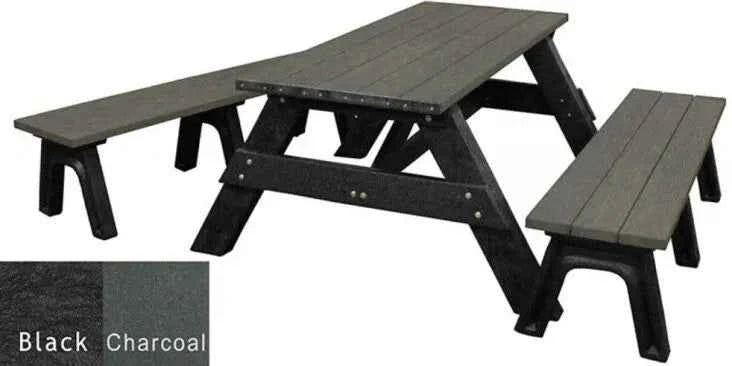 Deluxe 6' Recycled Plastic Picnic Table with Detached Benches