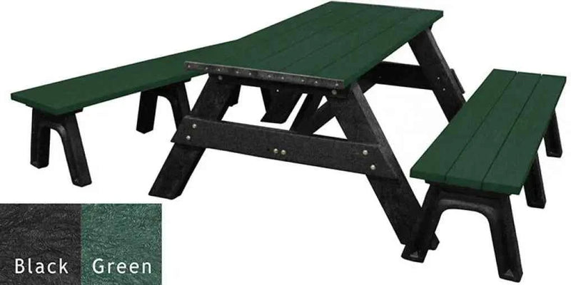Deluxe 6' Recycled Plastic Picnic Table with Detached Benches