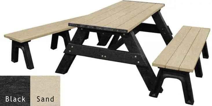 Deluxe 6' Recycled Plastic Picnic Table with Detached Benches