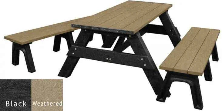 Deluxe 6' Recycled Plastic Picnic Table with Detached Benches