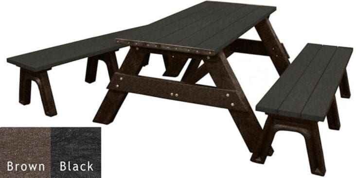 Deluxe 6' Recycled Plastic Picnic Table with Detached Benches