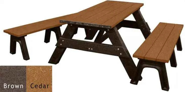 Deluxe 6' Recycled Plastic Picnic Table with Detached Benches