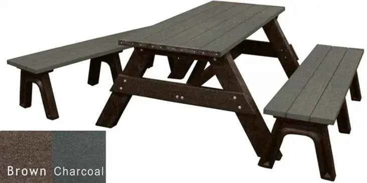 Deluxe 6' Recycled Plastic Picnic Table with Detached Benches