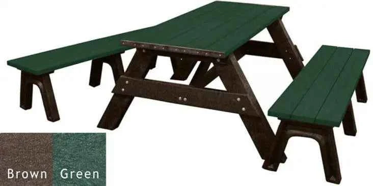 Deluxe 6' Recycled Plastic Picnic Table with Detached Benches